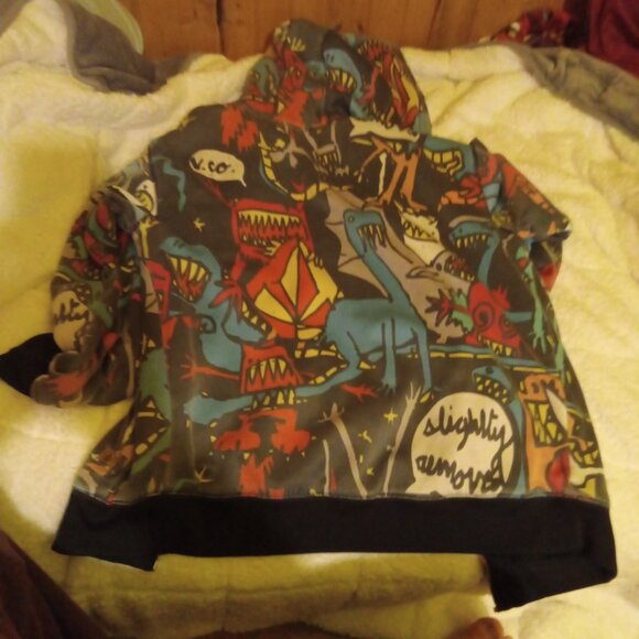 Vintage VOLCOM full zip AOP Monster Pinkman Large USED Fleece Lined Facemask - Picture 5 of 5